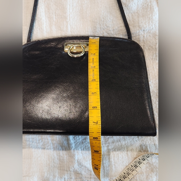 High Fashion Made in Italy Black Leather Bag Purse Crossbody Vintage Classic - Picture 12 of 15